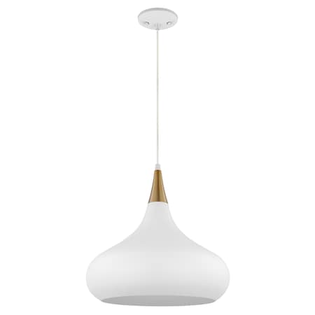 Phoenix 1-Light Medium Pendant - Matte White With Burnished Brass